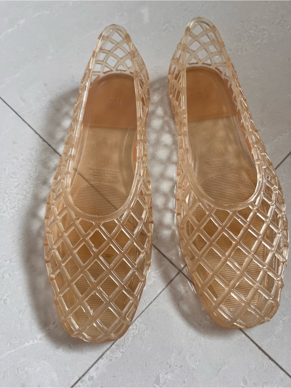 H&M Translucent Nude Jelly Lattice Ballet Flats